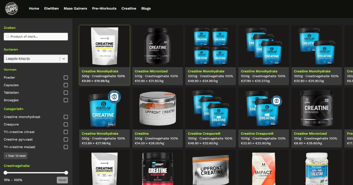 Creatine prijsvergelijker